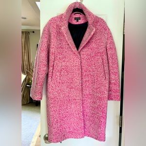 TOPSHOP Fluoro Bouclé Cocoon Coat - Size 6 - Pink